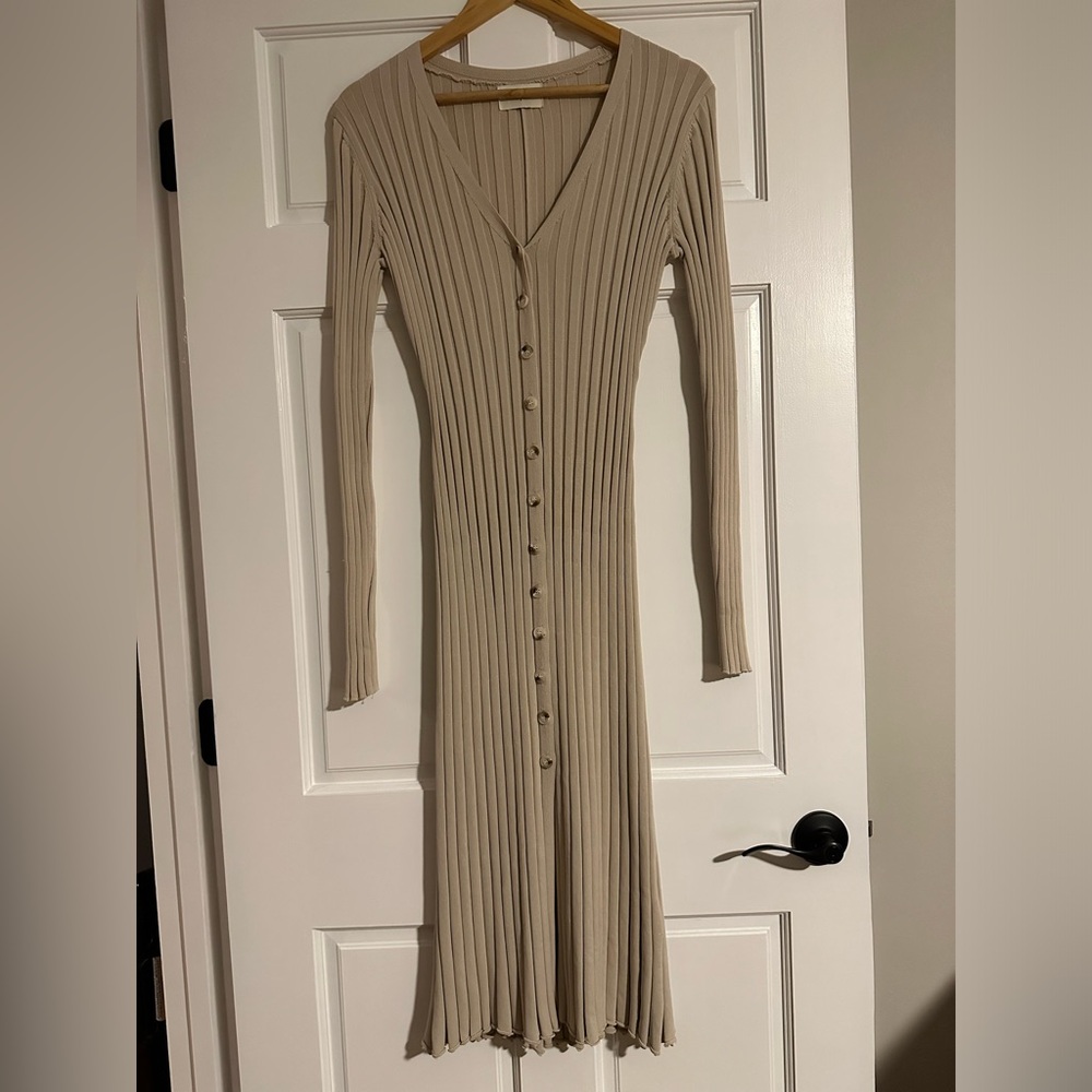 Button up Ribbed Midi Dress